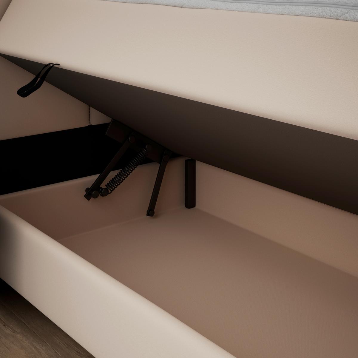 Boxbett Roma ca. 180x200 cm Beige mit Topper - Beige/Schwarz, MODERN, Holz/Textil (180/200cm) - Bessagi Home