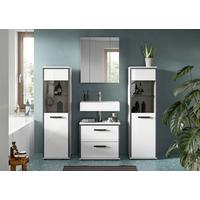 Badezimmer Kojak 4-tlg. Weiß/Anthrazit - Weiß Hochglanz/Schwarz, MODERN, Holzwerkstoff/Kunststoff (140cm) - MID.YOU
