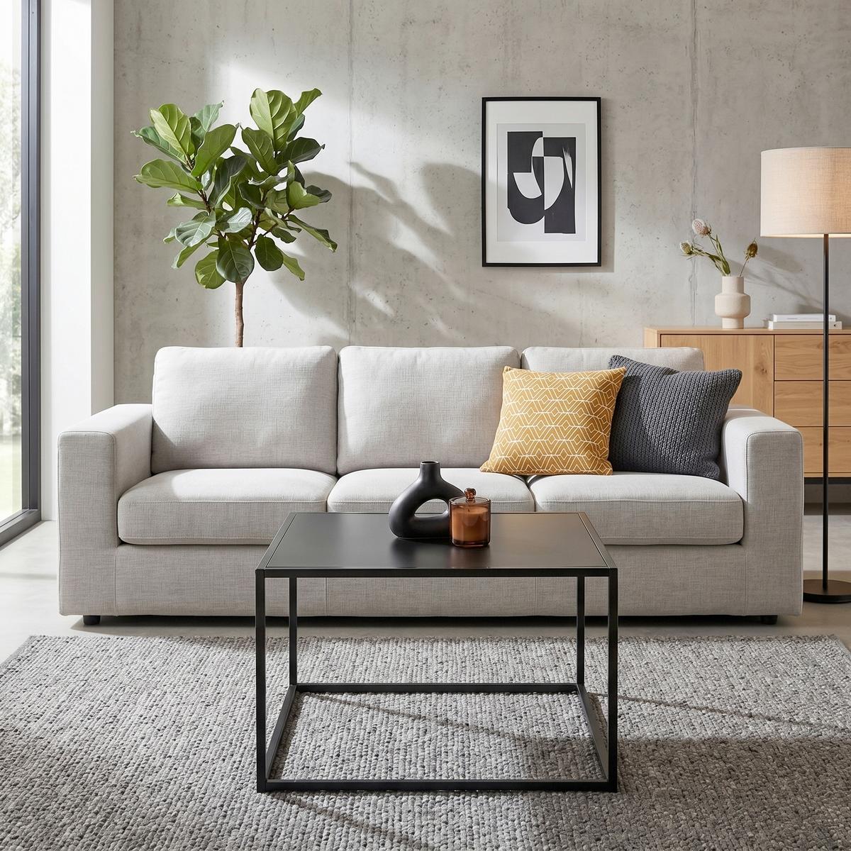 Couchtisch Kubo Schwarz - Schwarz, MODERN, Holzwerkstoff/Metall (60/60/38cm) - Based