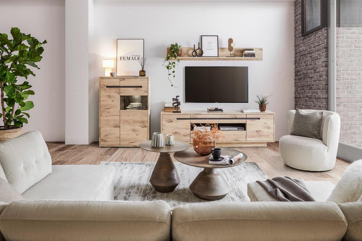 TV-Element Bellano in Naturfarben - MODERN, Holzwerkstoff (205/63/44cm) - Mömax