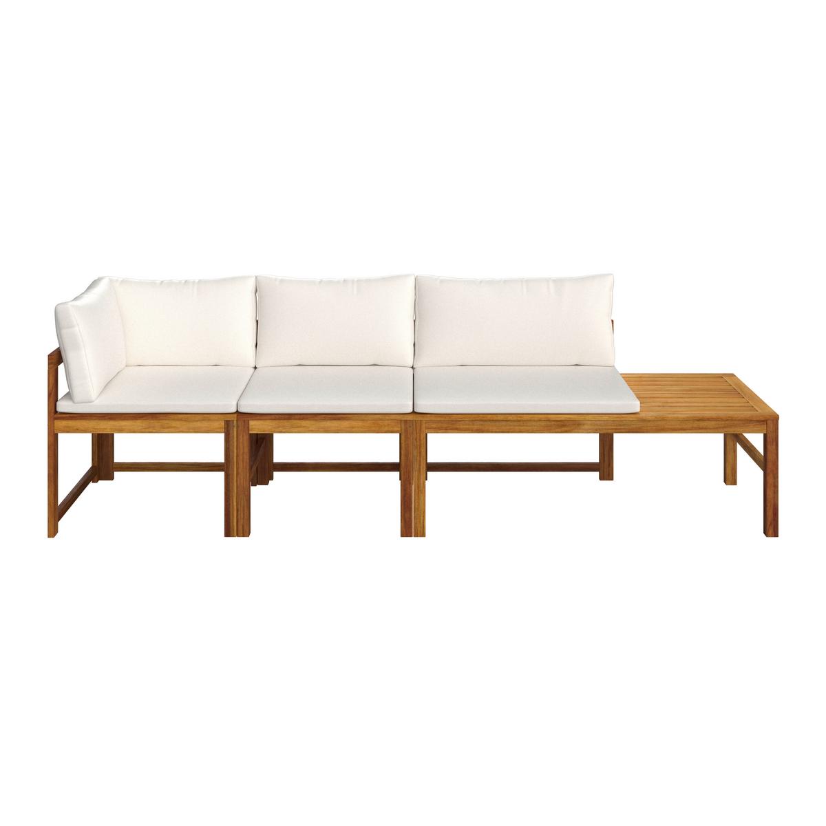 Gartenbank Ornella Creme Akazie/Outdoorstoff +Tisch - Creme/Akaziefarben, MODERN, Holz/Textil (240/66/60cm) - Bessagi Garden