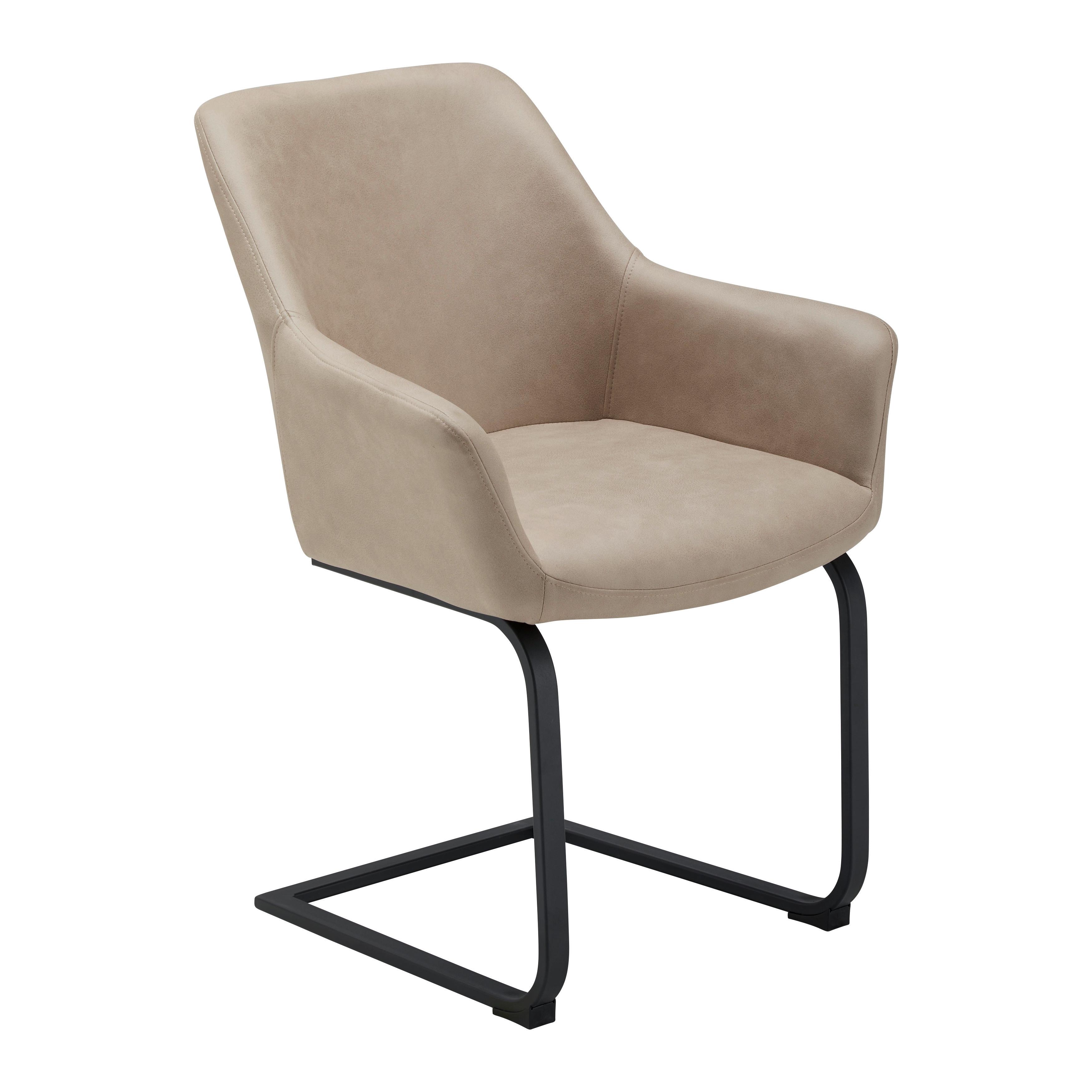Schwingstuhl Pria Cognac Mikrofaser Gepolstert - Cognac/Schwarz, MODERN, Holz/Textil (61/85/62cm) - Bessagi Home