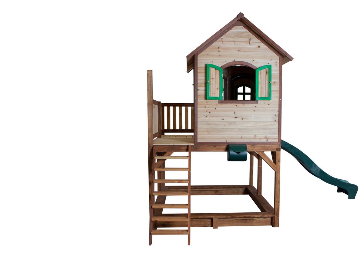 Spielturm Liam aus Tannenholz - Beige/Braun, Basics, Holz/Kunststoff (377/291/255cm) - Ambia Garden