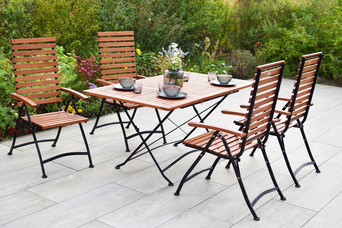 Vrtna Garnitura Eucalyptus, 5-Delna - črna/naravne barve, Konvencionalno, kovina/les - Gardenson