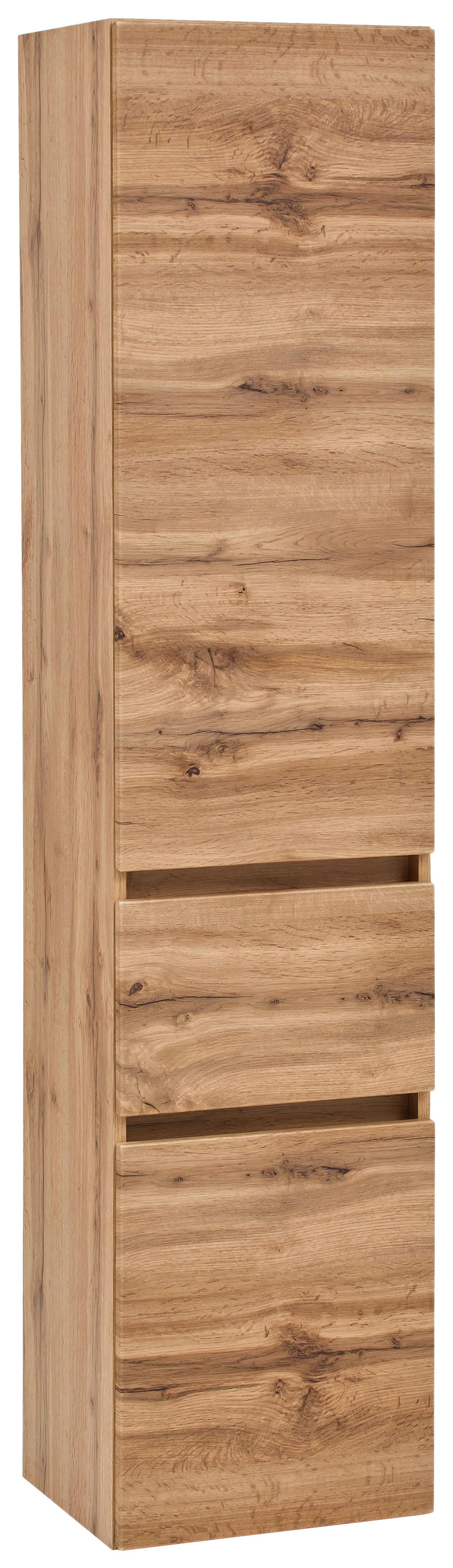 Hochschrank ''Pienza'', Eiche Wotan - Eiche Wotan/Silberfarben, MODERN, Holzwerkstoff/Kunststoff (40/180/35cm) - Held