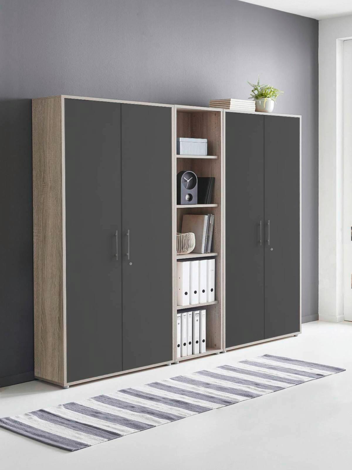 AKTENSCHRANK OFFICE EDITION - SW SET 10 - Anthrazit/Sonoma Eiche, MODERN, Holzwerkstoff (212,9/185,6/33cm) - MID.YOU