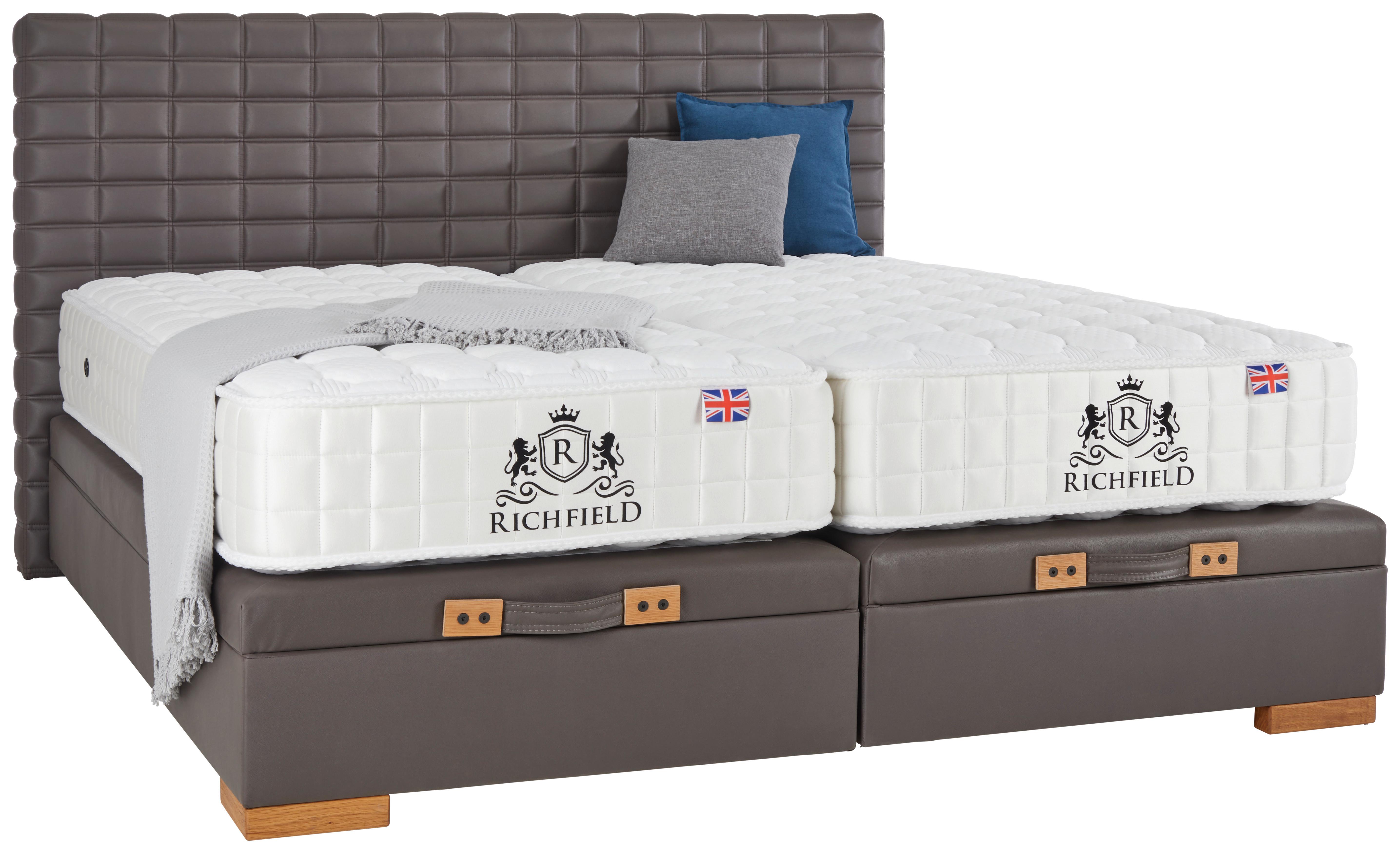 Postelja Boxspring Chicago, Antracit, 160x200 - barve hrasta/antracit, Konvencionalno, tekstil/les (160/200cm) - Premium Living