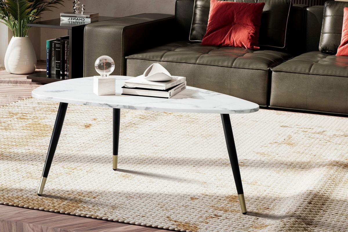 COUCHTISCH WL6.973 - Weiss/Goldfarben, Design, Holzwerkstoff/Metall (90/60/41cm) - MID.YOU