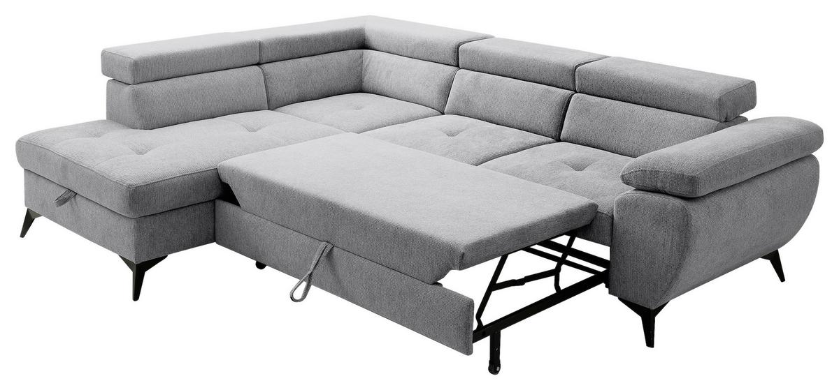 Kutna Garnitura Floris - siva/crna, Moderno, tekstil/metal (200/75-90/256cm) - Modern Living