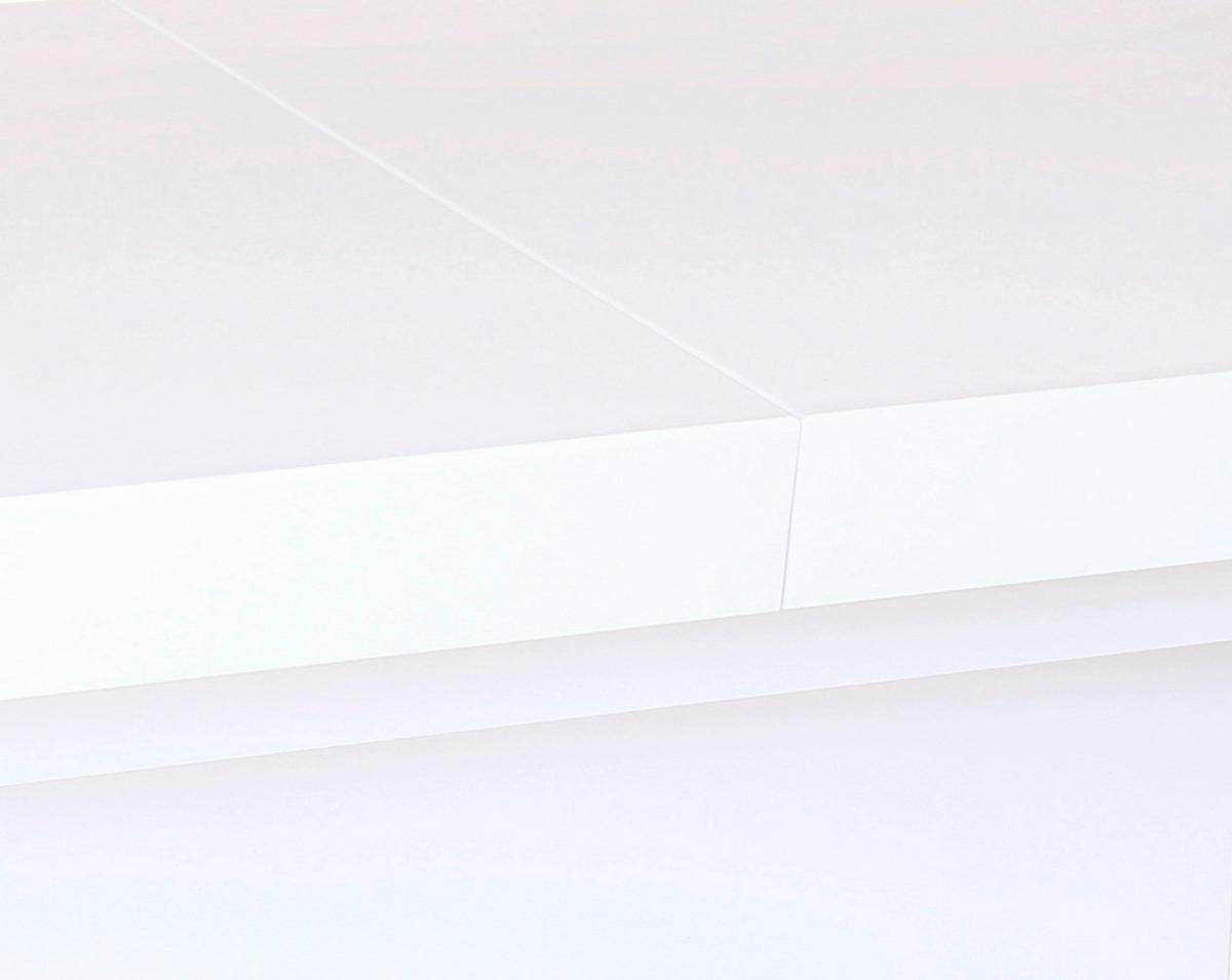 Klubska Miza Manchester, Bela, Raztegljiva, Nastavljiva - barve nerjavečega jekla/bela, Moderno, kovina/leseni material (120-160/50-78/80cm)