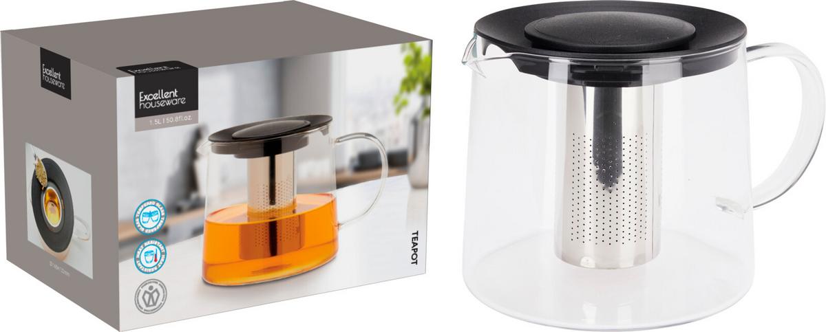 Teáskanna Tea - áttetsző, Üveg (1500ml)