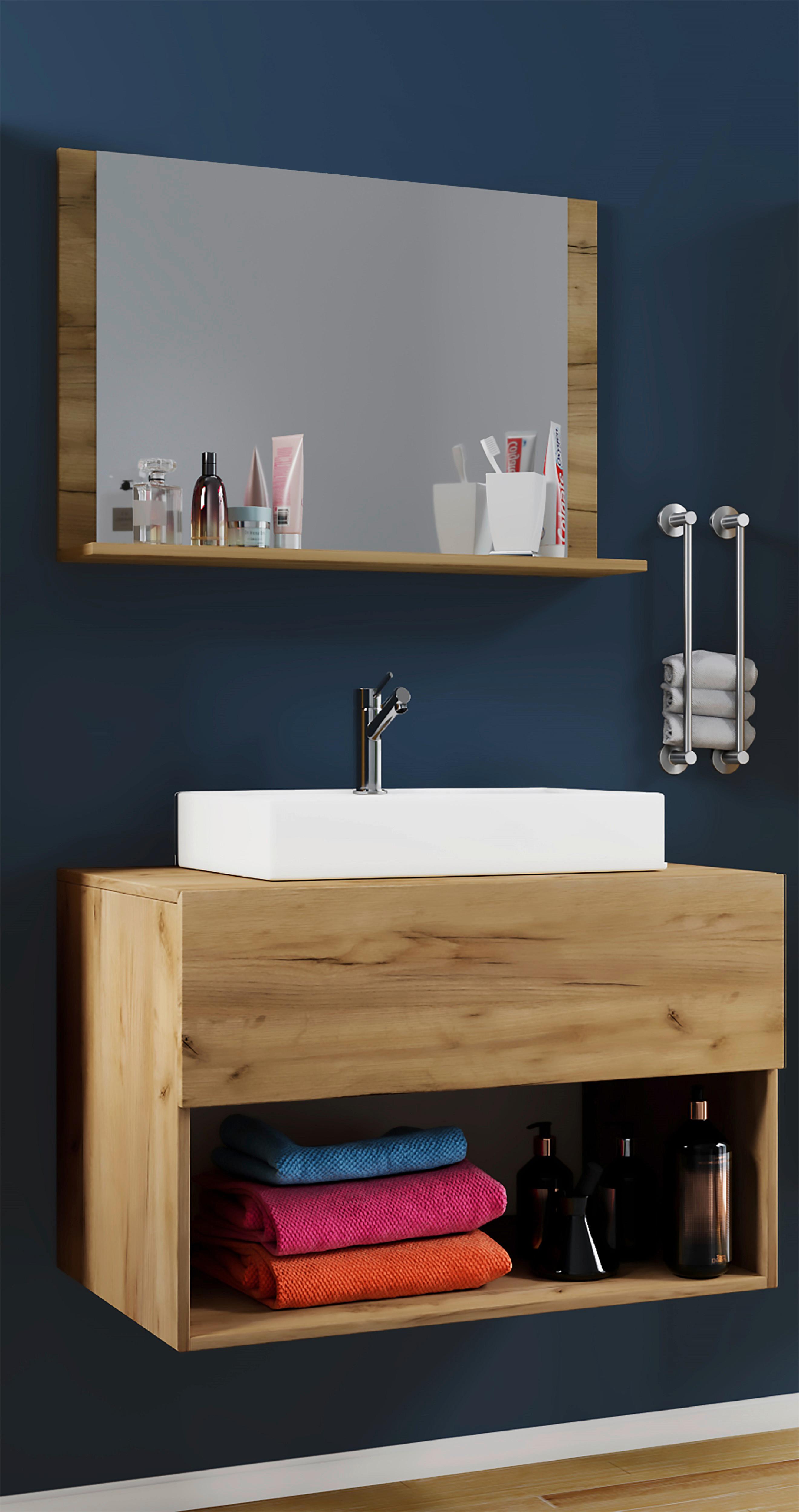 Kopalnica Lendas, Hrast - bela/medeni hrast, Moderno, leseni material/keramika (80cm) - MID.YOU