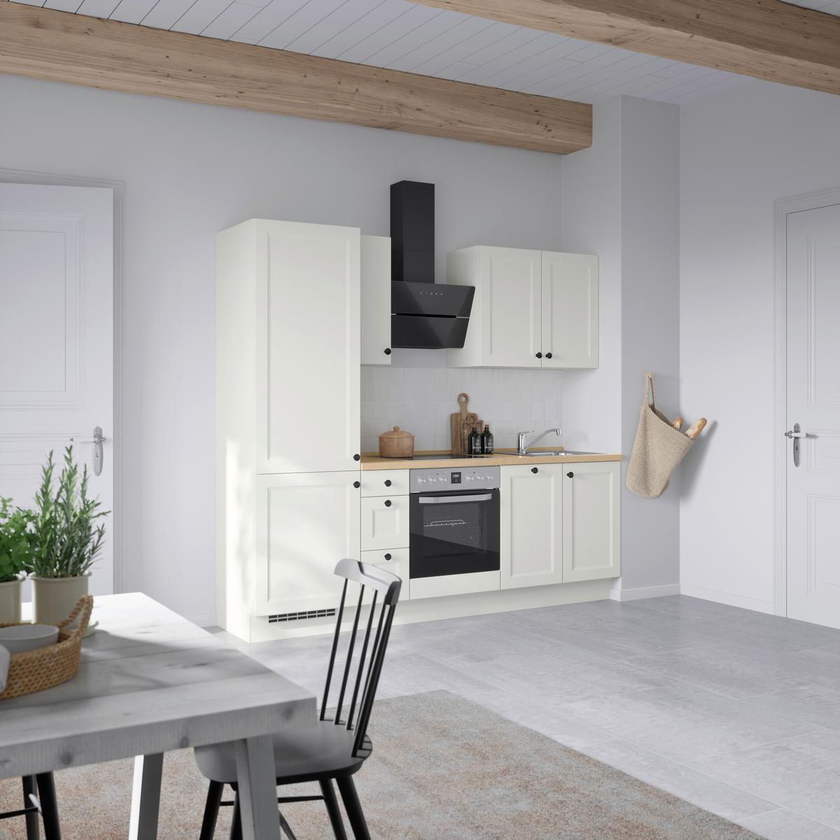 Küchenblock Cascada High m. Geräten Weiß - Eichefarben/Schwarz, MODERN, Holzwerkstoff/Metall (240cm) - Nobilia