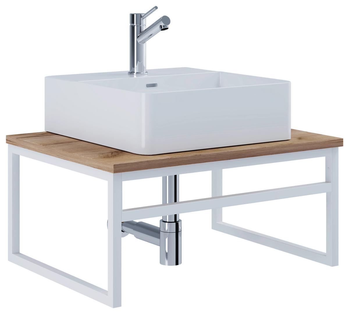 WASCHTISCHKOMBI 2-TLG. WASCHPLATZ "BITILA 60" - Honigeiche/Weiss, Modern, Keramik/Holzwerkstoff (60cm) - MID.YOU