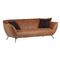 2-Sitzer-Sofa Venezuela aus Echtleder - Hellbraun/Alufarben, LIFESTYLE, Leder (205/83/45/100cm) - Premium Living