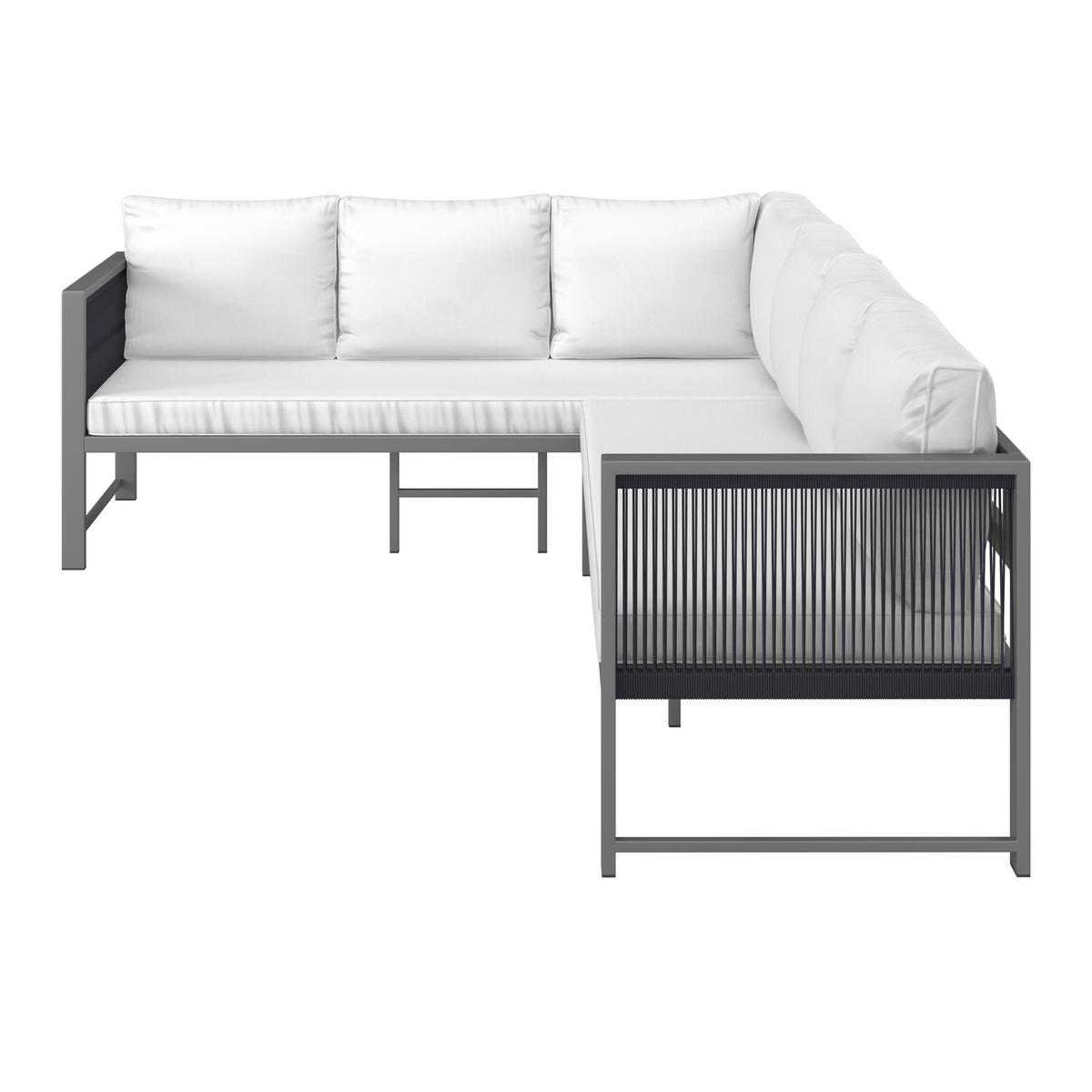 DiningLoungeset Pergolina Weiß Metall/Outdoorstoff +Abdeckung - Schwarz/Weiß, MODERN, Kunststoff/Textil (194/245cm) - Bessagi Garden