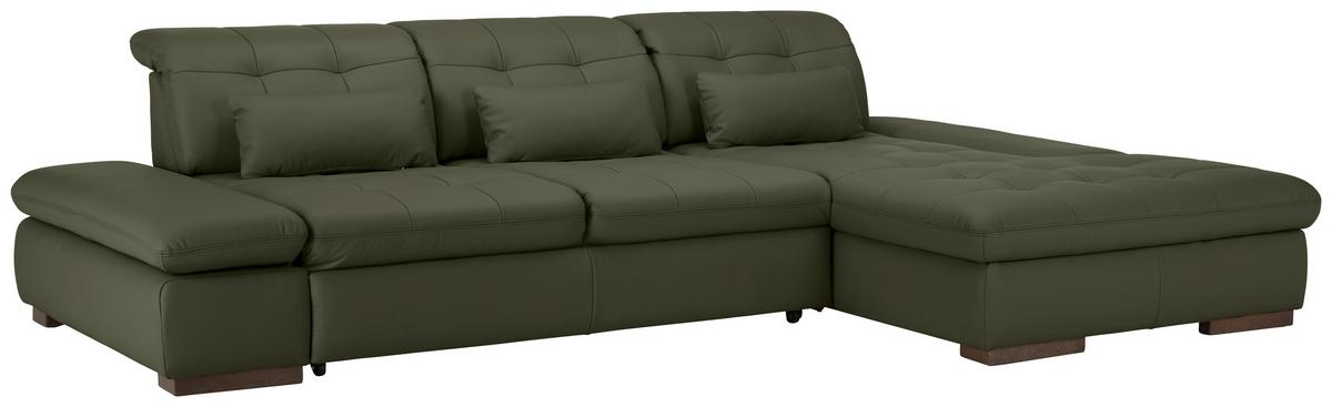 Wohnlandschaft Sanfino Leder Anthrazit - Chromfarben/Anthrazit, KONVENTIONELL, Leder/Metall (305/79-96/199cm) - Premium Living