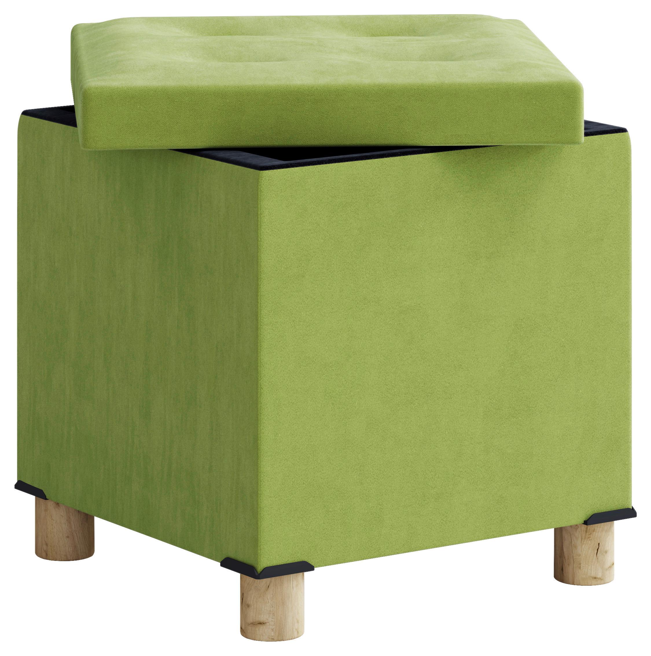 Zaboj Za Sedenje Sizos M, Zelena - zelena/rjava, Moderno, tekstil/leseni material (38/40/38cm) - MID.YOU