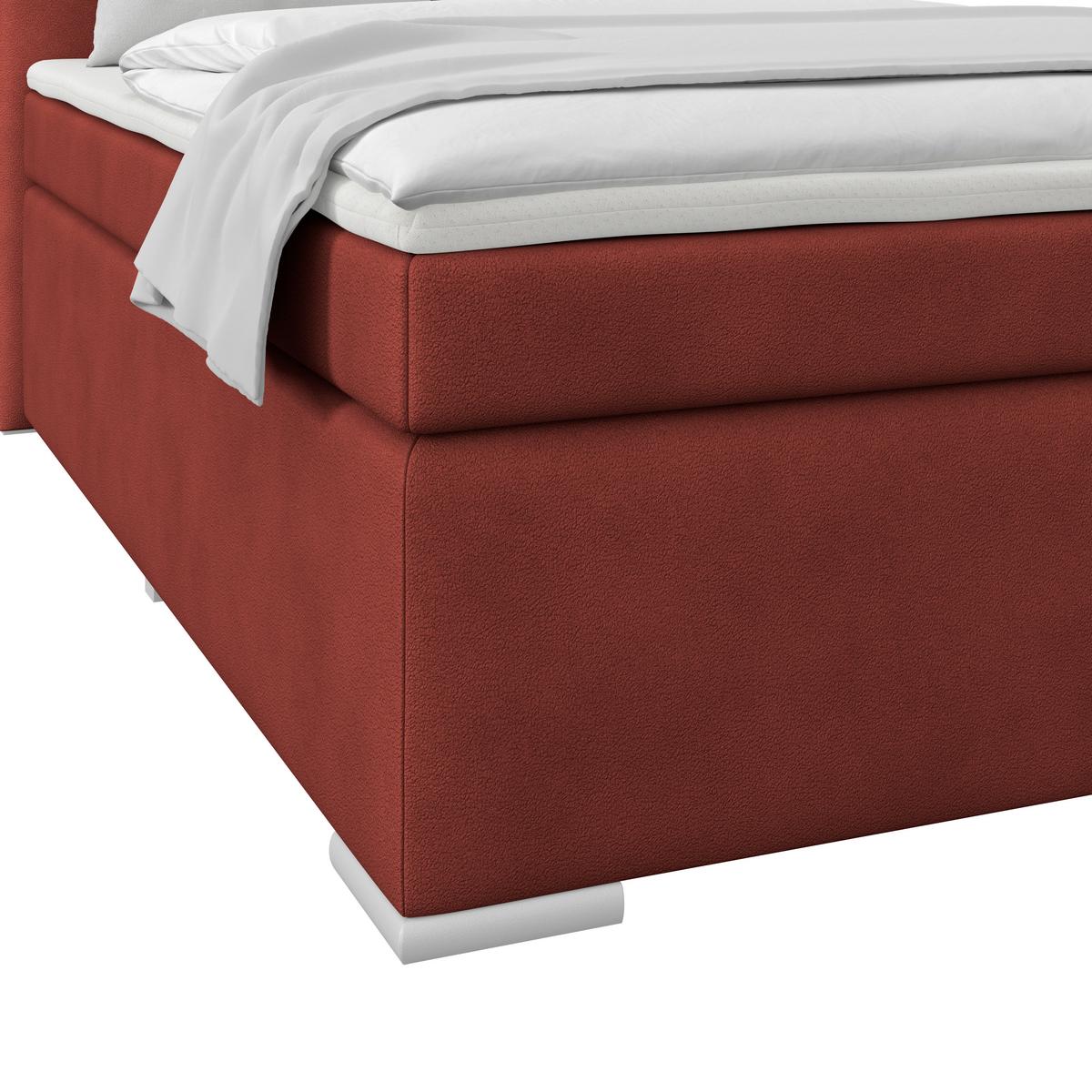 Boxspring Krevet Mira - tamno crvena, Konvencionalno, metal/tekstil (140/200cm) - Best Price