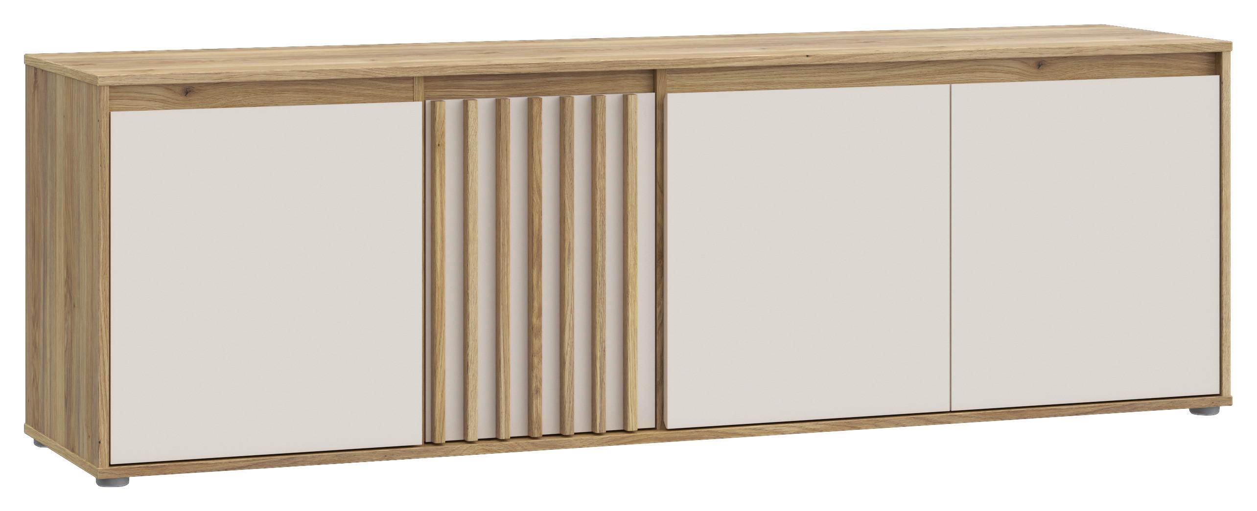 Comodă TV ELISTON - culoare lemn stejar/nisipiu, Natur, plastic/material pe bază de lemn (174,3/56,1/41,5cm) - Modern Living