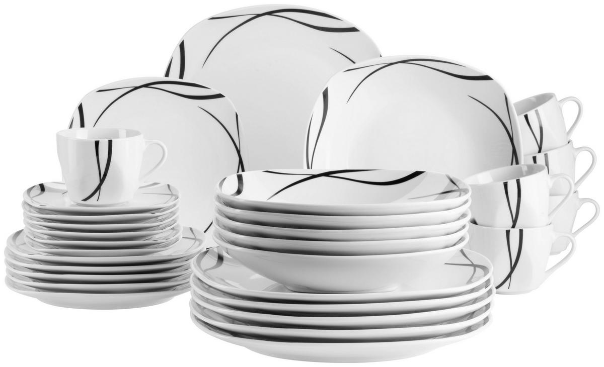 KOMBISERVICE DECORA - noir/blanc, Trend, céramique - Mäser