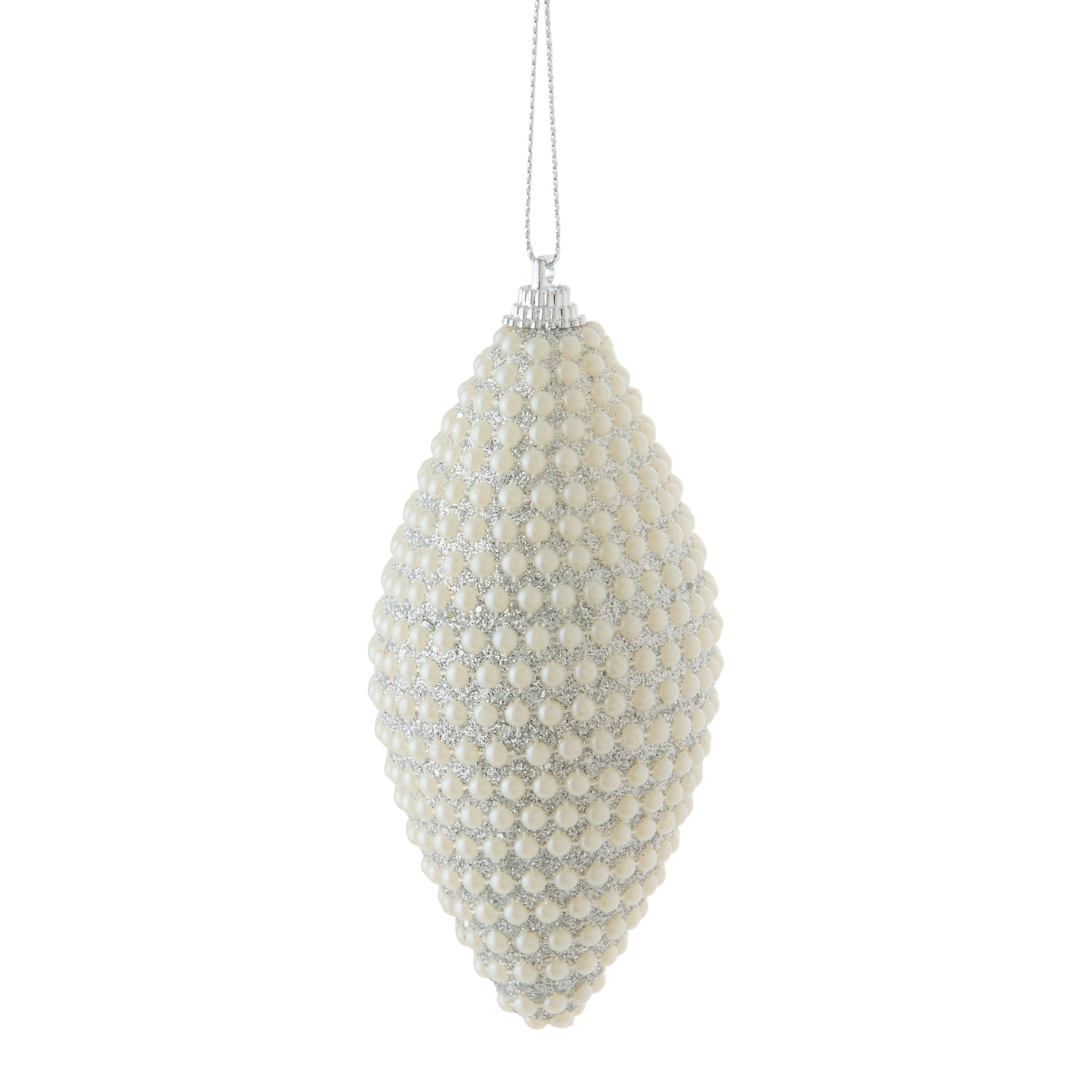 Christbaumkugel Oliva diverse Farben - Champagner/Silberfarben, KONVENTIONELL, Kunststoff (6/12cm) - Mömax