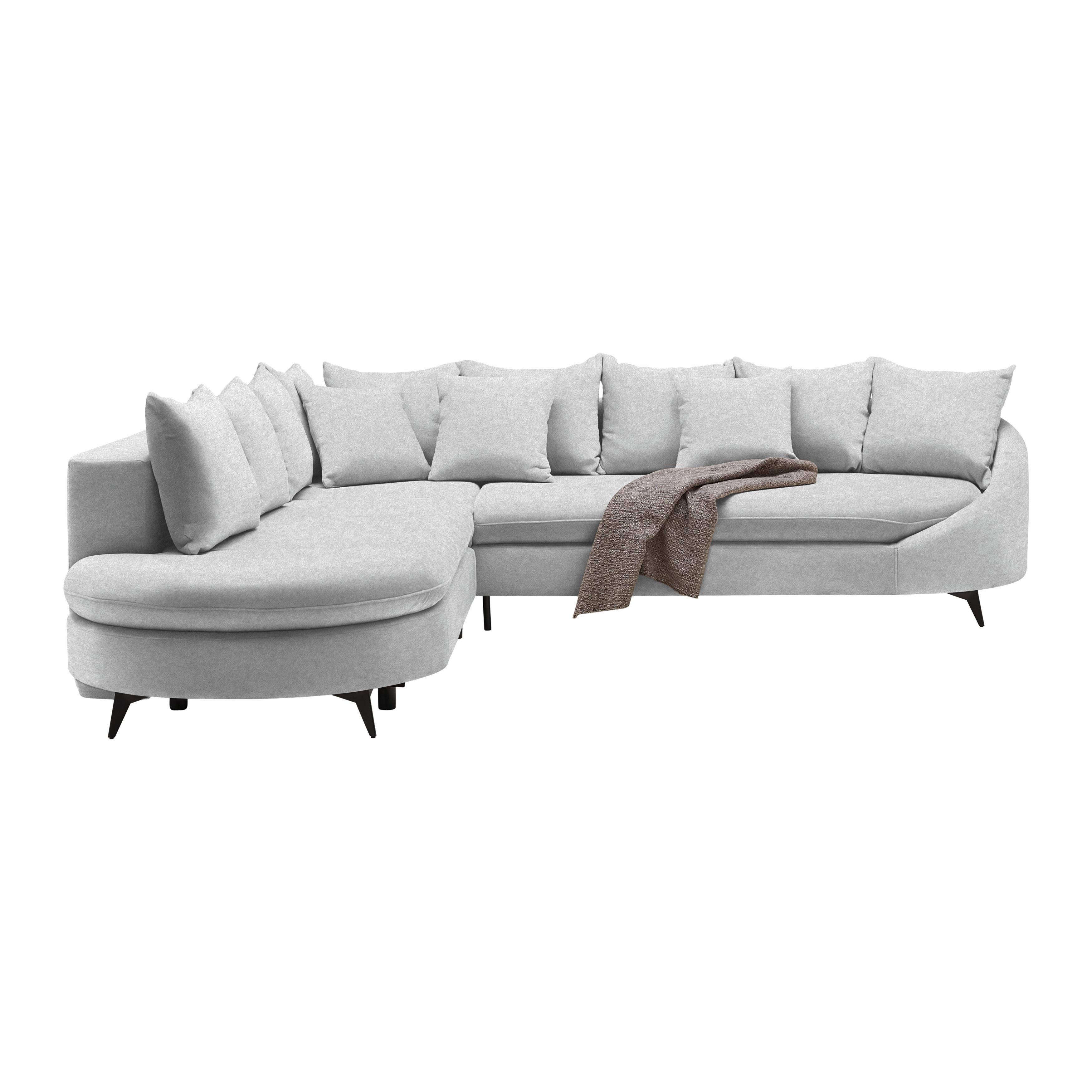 Ecksofa Axel Silberfarben - Silberfarben/Schwarz, MODERN, Textil/Metall (250/87/291cm) - Mömax