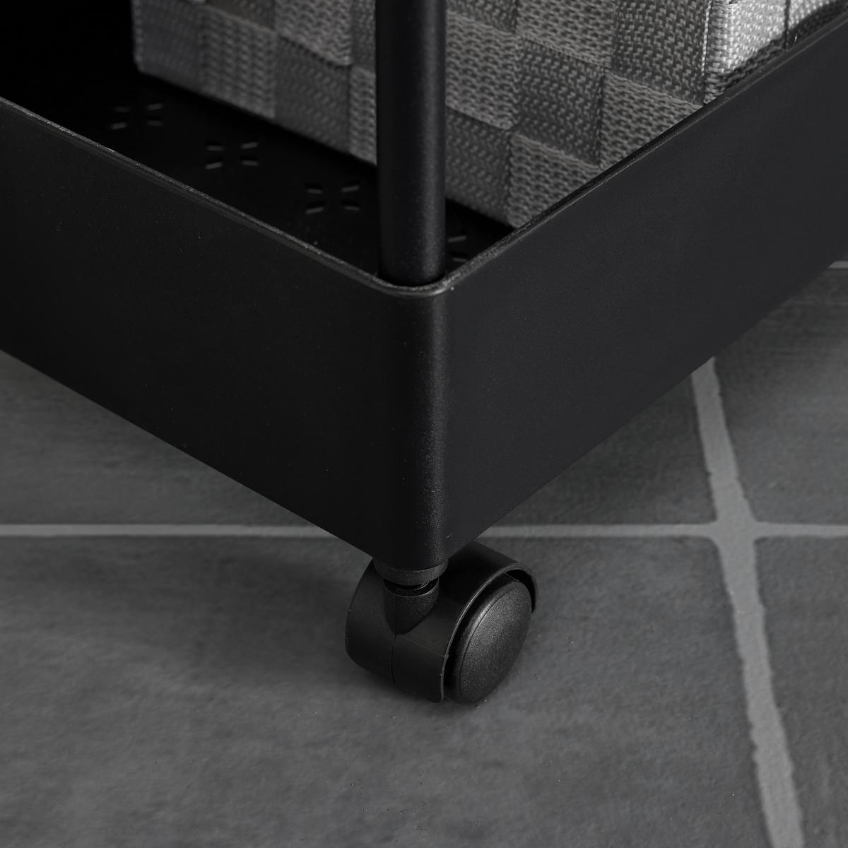 Rollwagen Sandro Schwarz Metall - Schwarz, MODERN, Kunststoff/Metall (40/72/22cm) - Bessagi Home