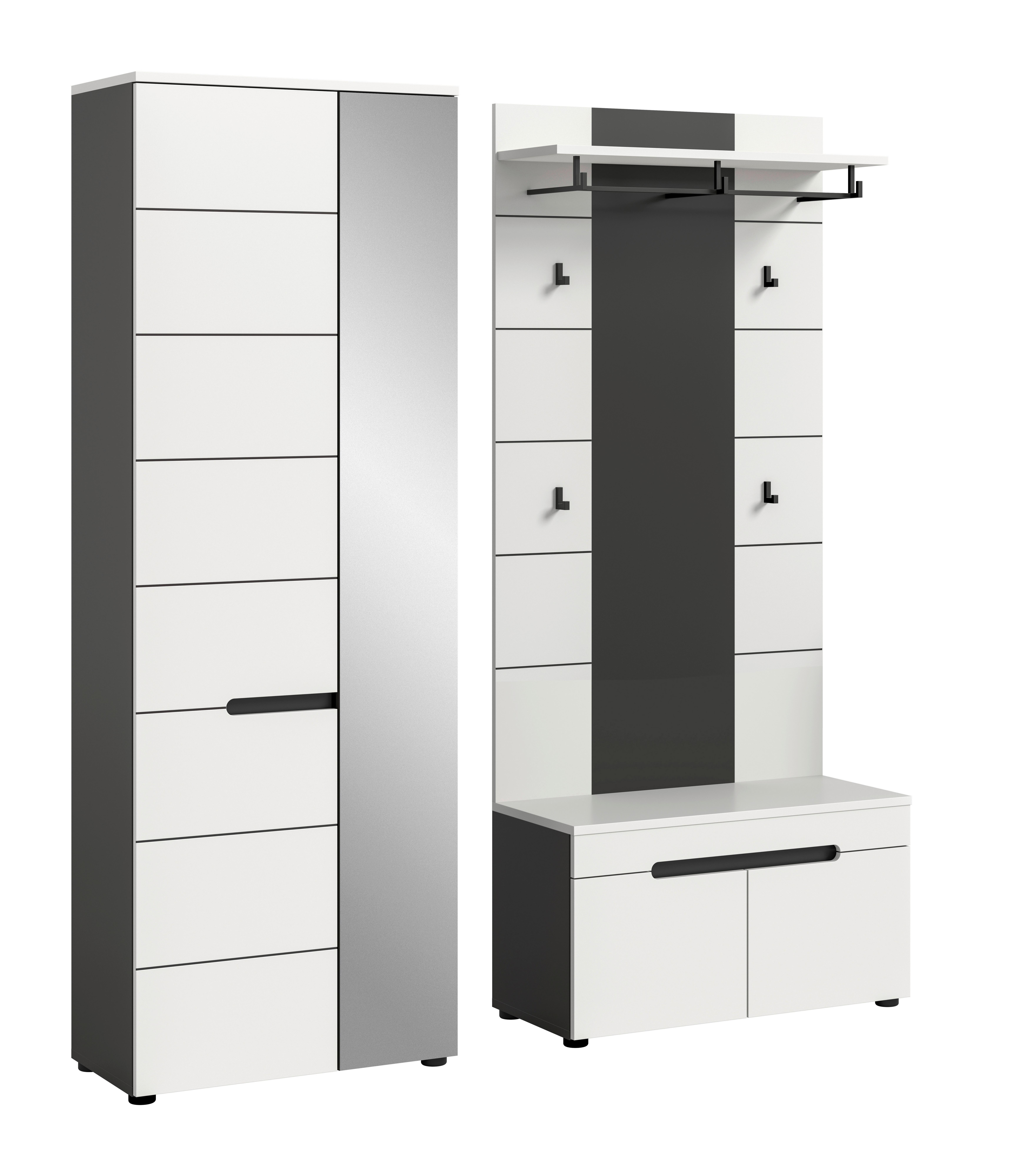 Predsoba Canu, Bela, Siva, 3-Delna - siva/bela, Basics, leseni material (160/190/37cm) - Livetastic