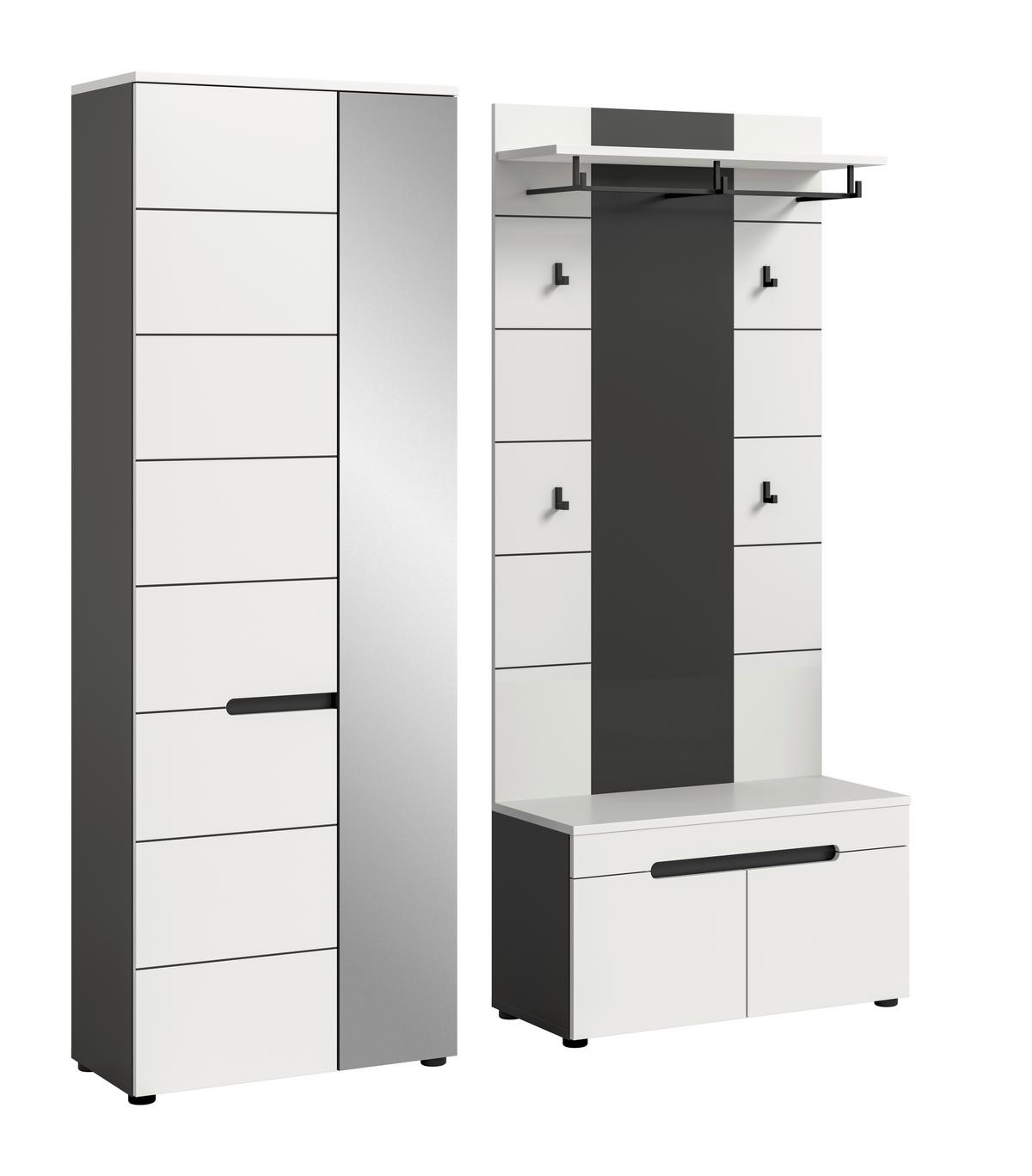 Predsoba Canu, Bela, Siva, 3-Delna - siva/bela, Basics, leseni material (160/190/37cm) - Livetastic