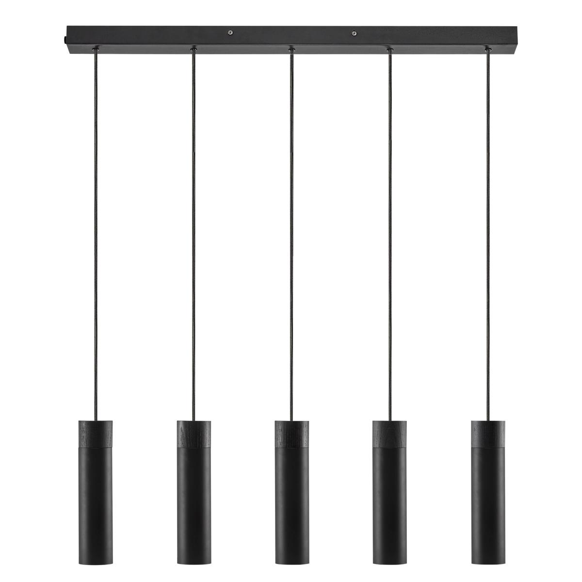 LAMPA WISZĄCA 2010483003 TILO PELA 5 CZARNA - czarny, Design, metal/drewno (80/24,6cm) - Nordlux