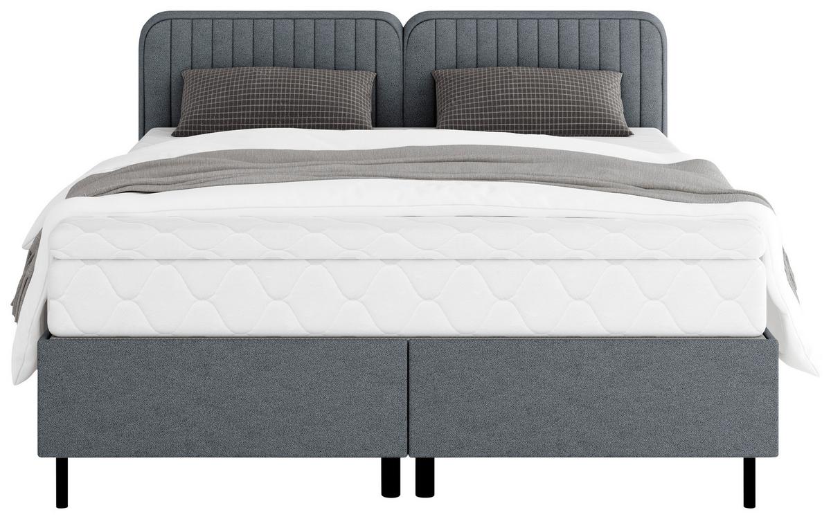 Boxbett Livetto Anthrazit ca. 180x200cm - Anthrazit/Schwarz, KONVENTIONELL, Holz/Textil (180/200cm) - Mömax