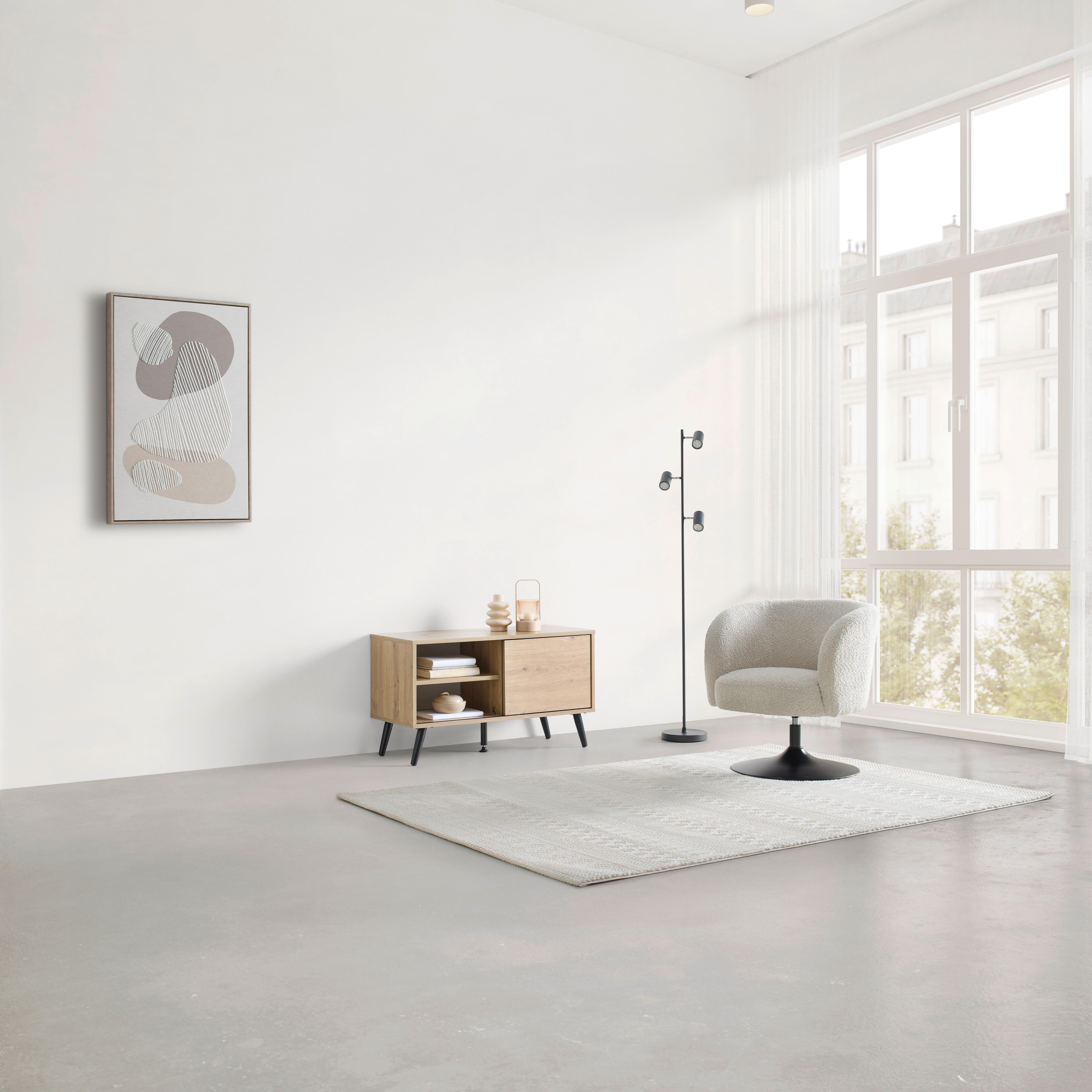 TV-MÖBEL MOVE -BASED/SB- - ek Artisan/svart, Modern, metall/trämaterial (80/46/35cm) - Based
