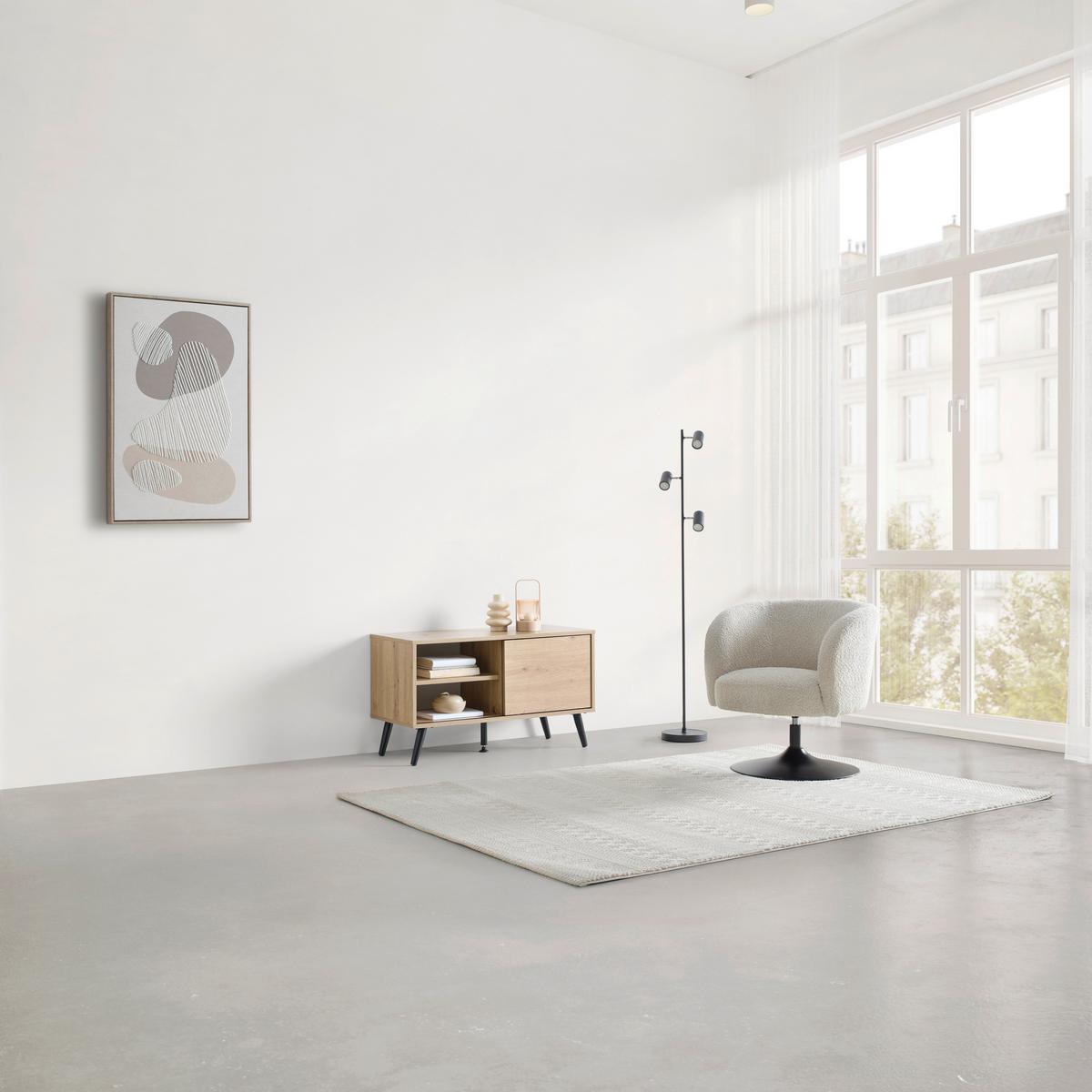 Phonotisch Move Eiche Artisan/Schwarz - Schwarz/Eiche Artisan, MODERN, Holzwerkstoff/Metall (80/46/35cm) - Based