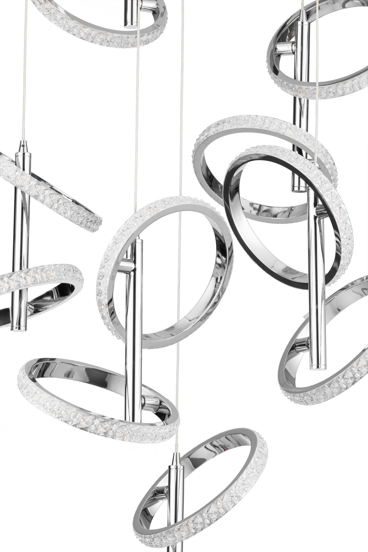 LED-Hängeleuchte Rong Chromfarben max. 40 Watt - Chromfarben, MODERN, Kunststoff/Metall (60/60/120cm)