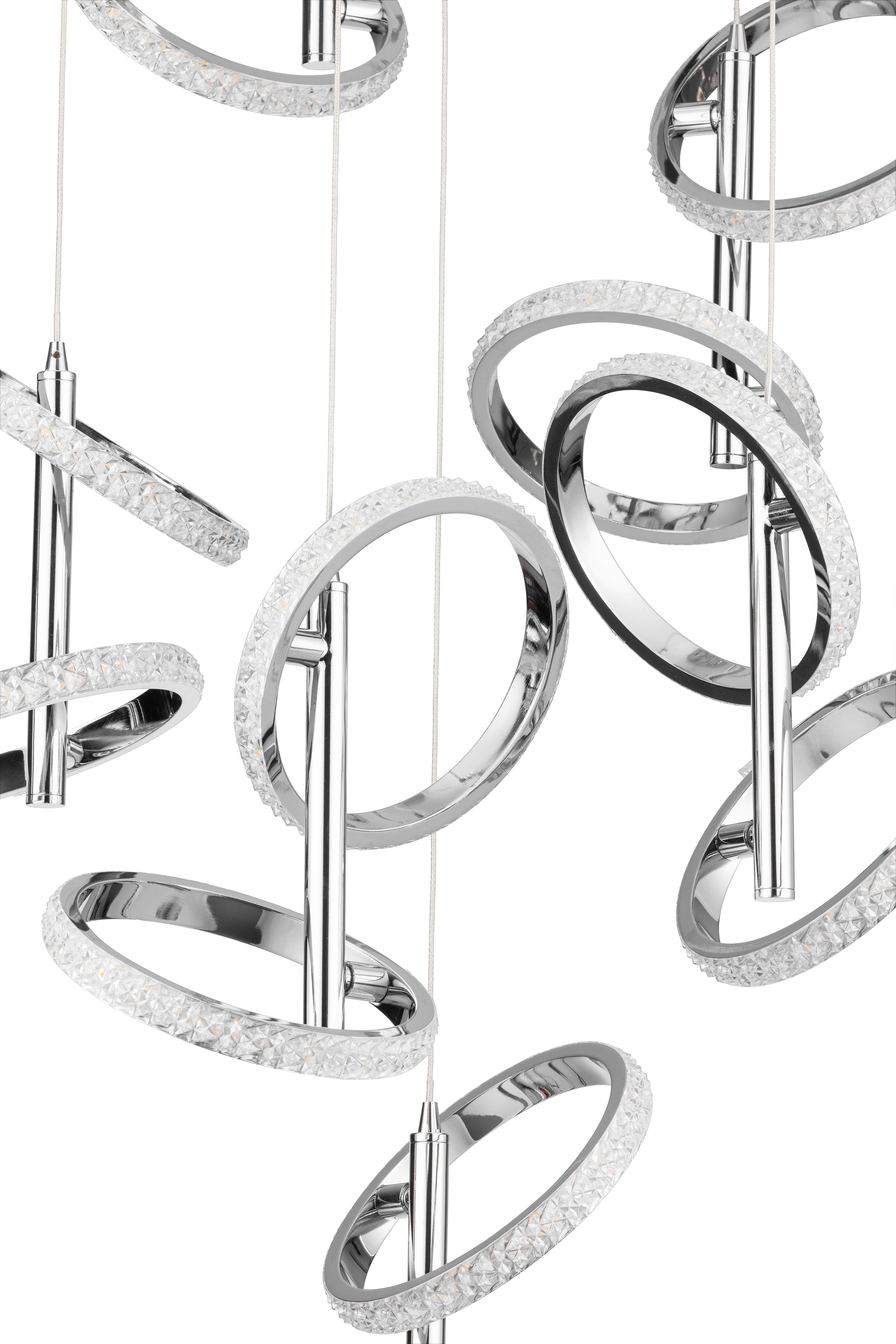 LED-HÄNGLAMPA RONG - kromfärg, Modern, metall/plast (60/60/120cm)