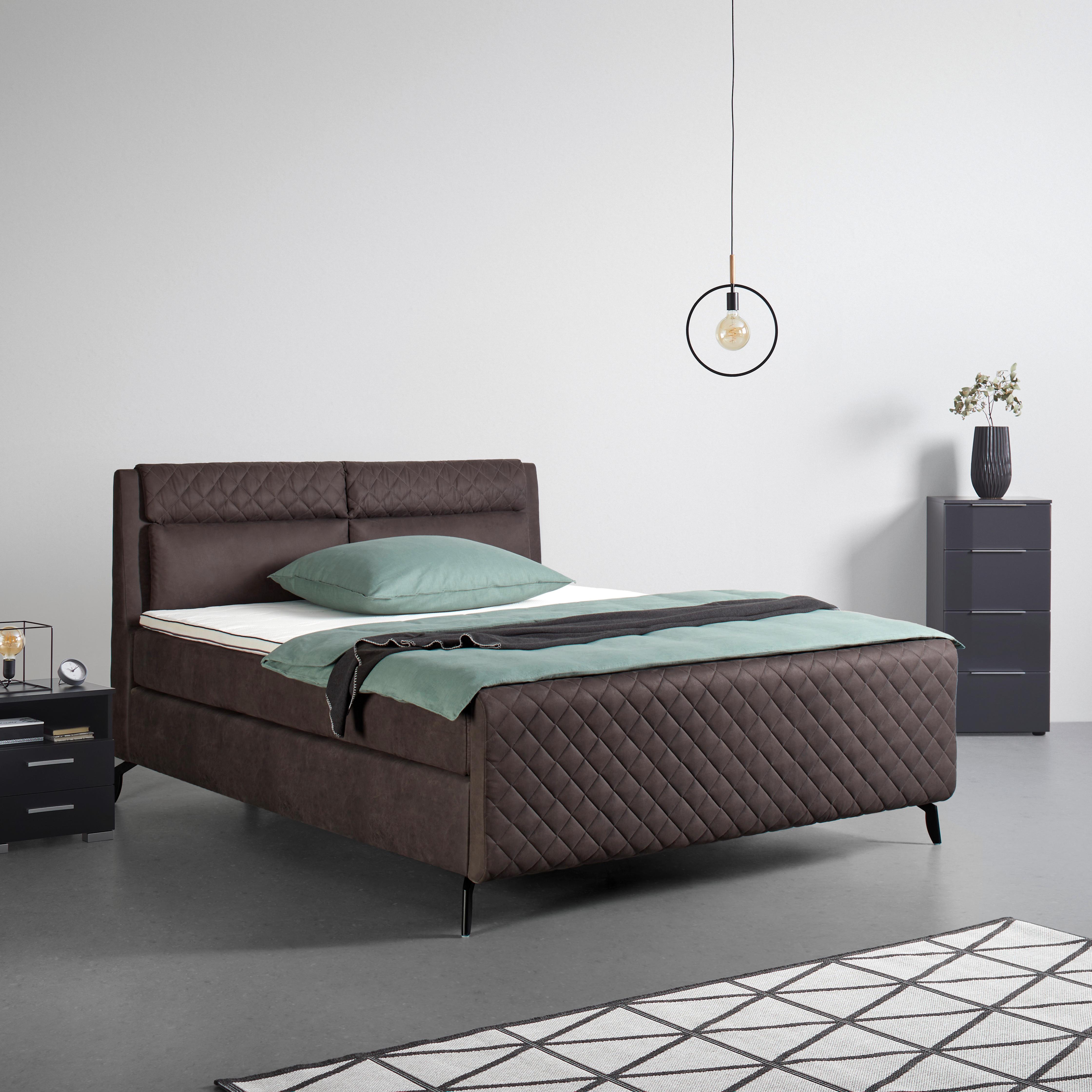 Boxspringágy Sötétszürke Manacor - sötétszürke, Konventionell, textil/fa (180/200cm)