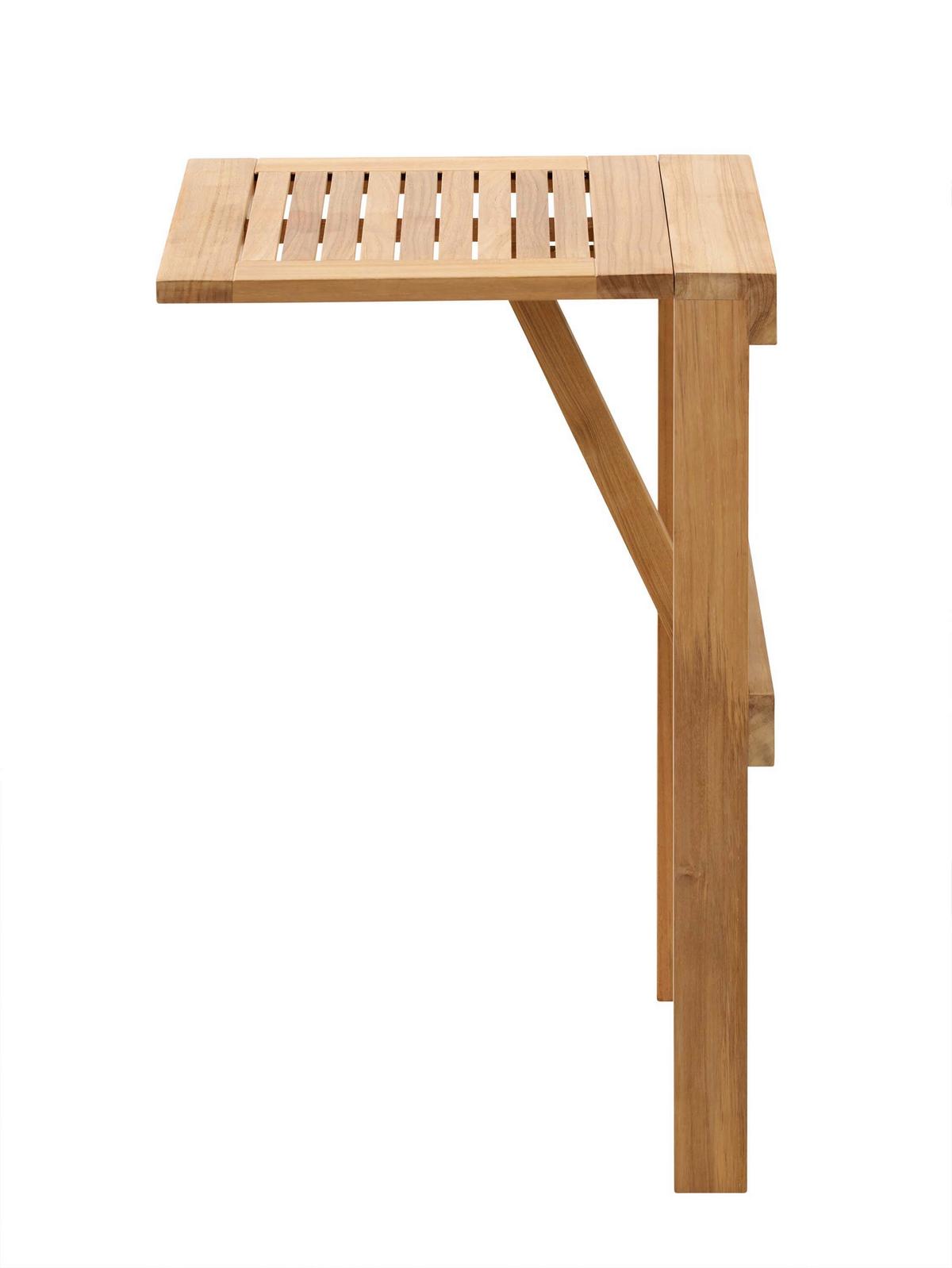 Balkonklapptisch aus Holz ca. 45x49 cm Teak massiv - Teakfarben, Natur, Holz (45/49/75cm) - Gardenson