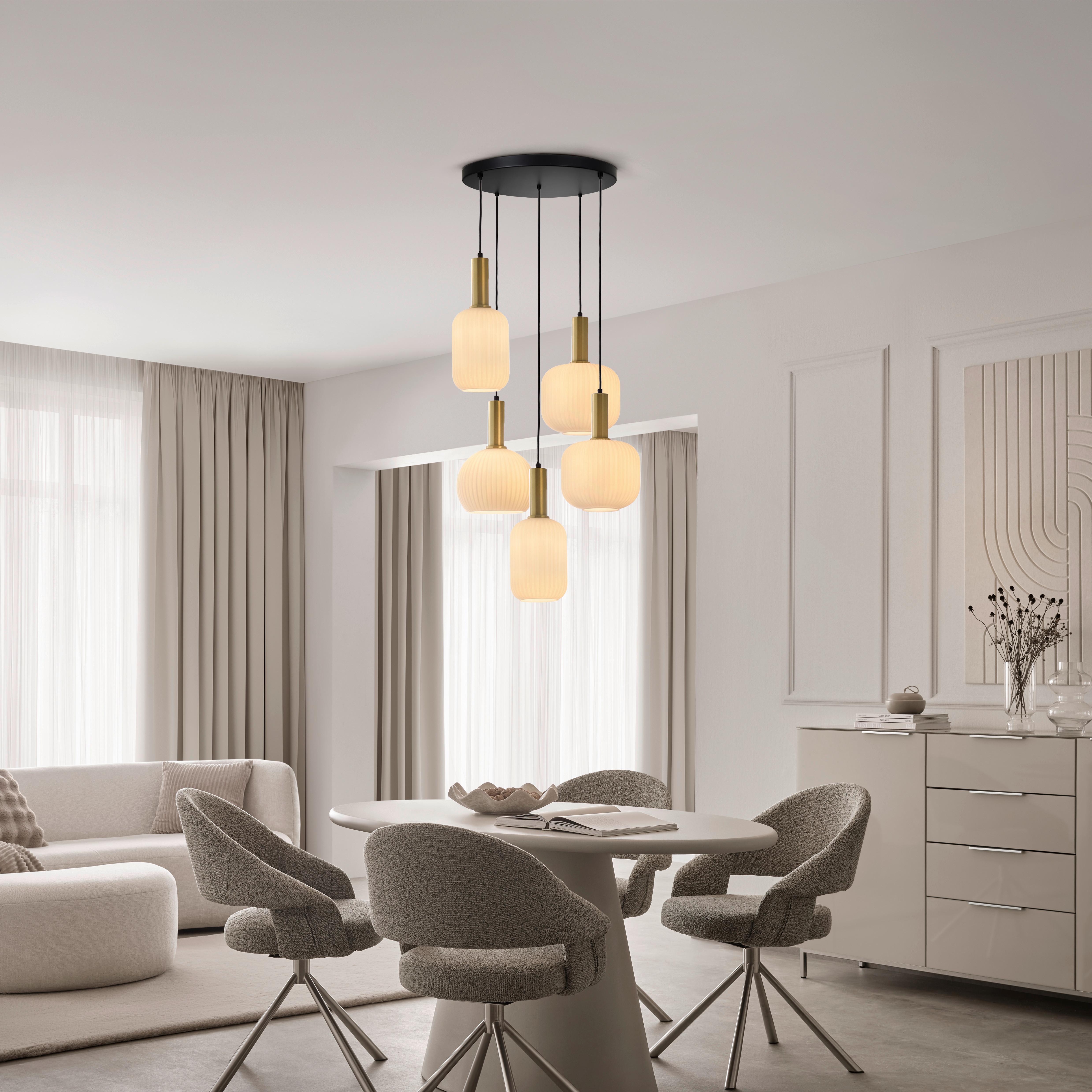 Hängeleuchte Scher Weiß/Goldfarben max.25 Watt - Goldfarben/Schwarz, MODERN, Glas/Metall (54/57,5/150cm)