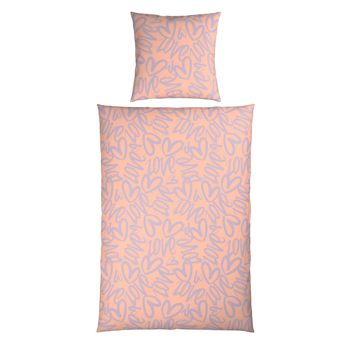 Bettwäsche Young Heart Hellrosa/Flieder ca. 135x200cm - Hellrosa/Flieder, Textil (135/200cm) - Mömax