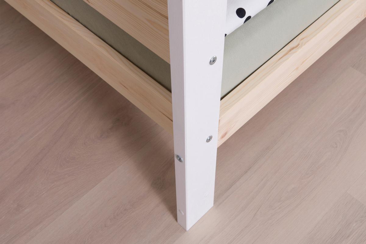 Stauraumbett Holz Fußball ca. 97x213 cm Weiß/Kiefer - Naturfarben/Weiß, MODERN, Holz (90/200cm) - MID.YOU