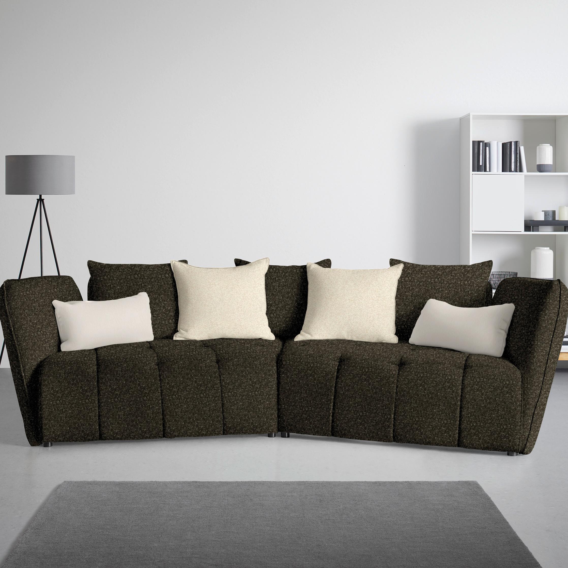 Boxspringsofa Sofi Dunkelgrün - Dunkelgrün/Creme, MODERN, Textil (294/93/152cm) - Premium Living