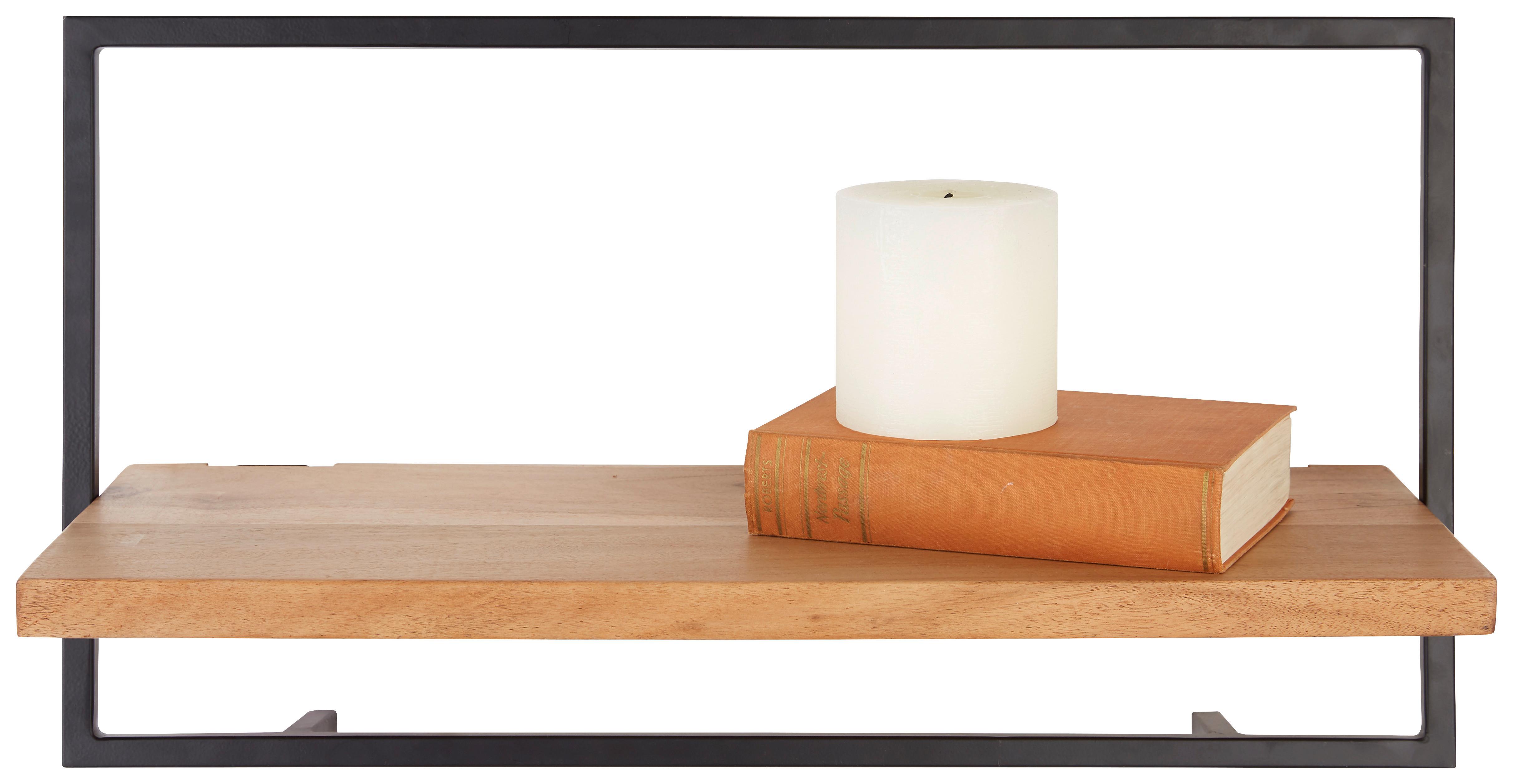 Wandregal in Schwarz/Akazienfarben - Schwarz/Akaziefarben, MODERN, Holz/Metall (65/35/25cm) - Mömax