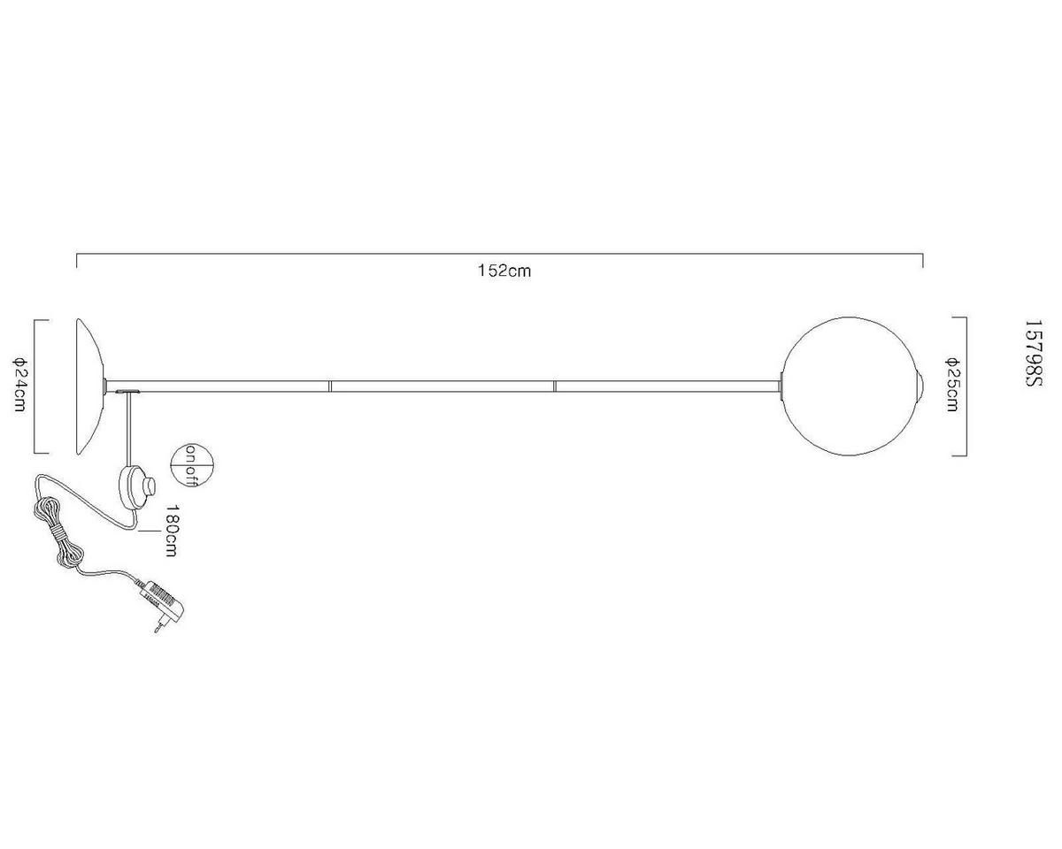 LED-STEHLEUCHTE 15798S LACY - Weiss/Schwarz, Konventionell, Glas/Kunststoff (25/152cm) - Globo