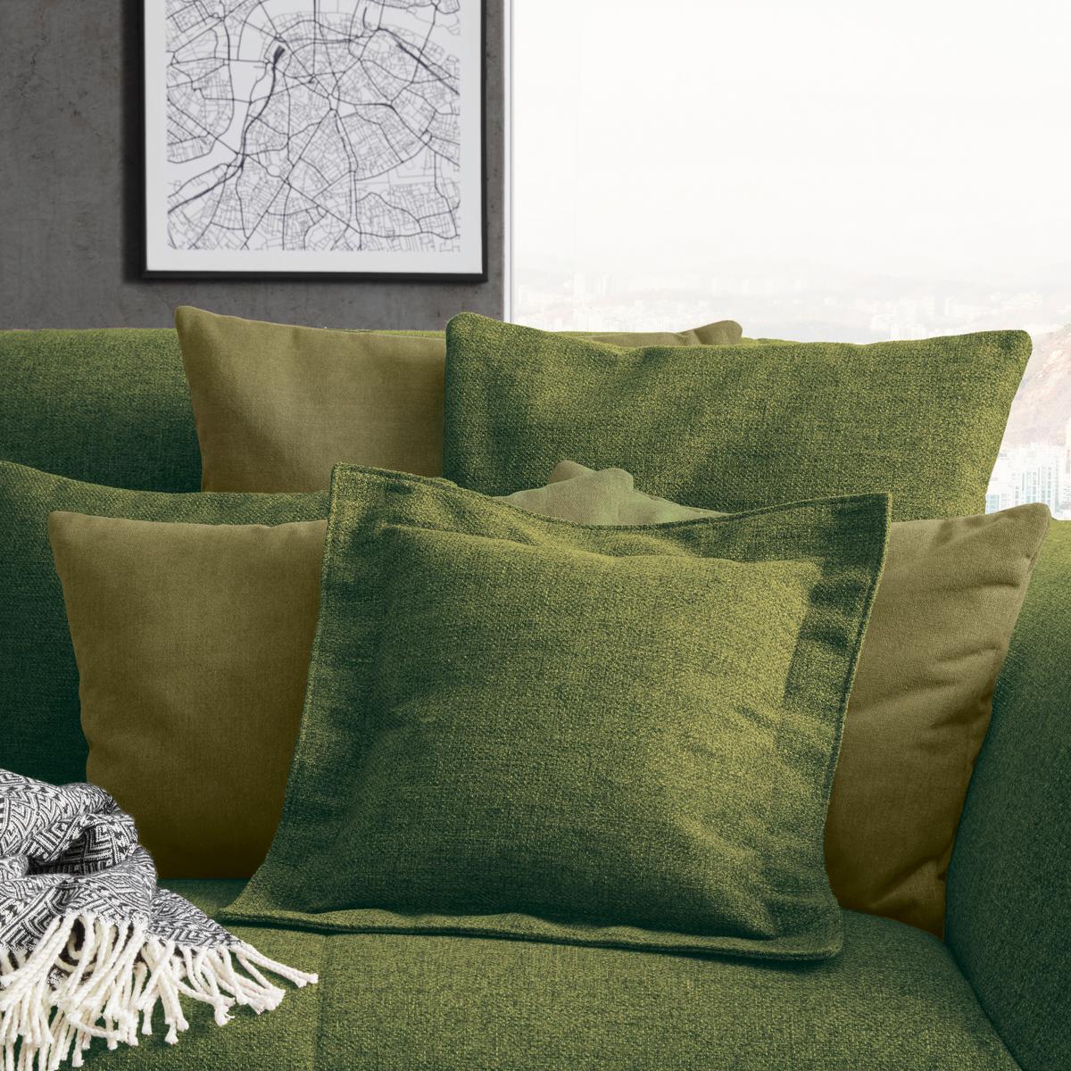 Bigsofa Trendy Olivgrün - Schwarz/Olivgrün, MODERN, Holzwerkstoff (260/93/124cm) - Premium Living