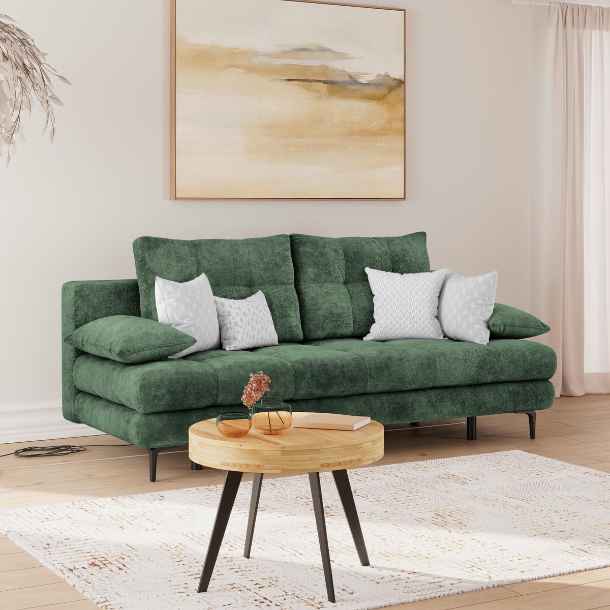 Canapea extensibila PERLA - verde închis, Konventionell, textil (203/94/96cm)