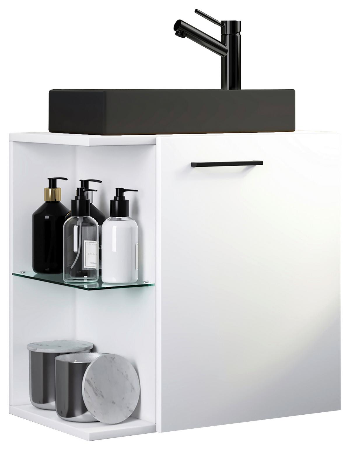 WASCHTISCHKOMBI HAUSA BL - Weiss/Silberfarben, Modern, Glas/Keramik (52cm) - MID.YOU