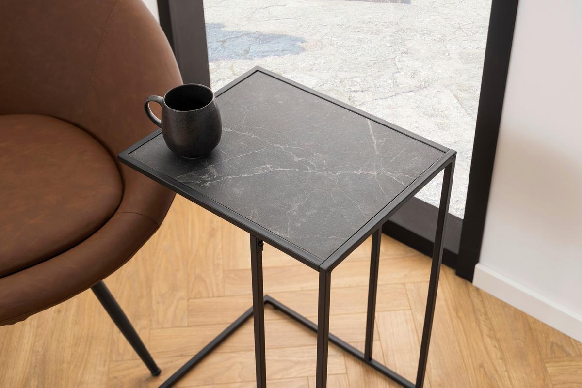 Masă auxiliară INFINITY - negru, Design, metal/material pe bază de lemn (43/35/63cm) - Modern Living
