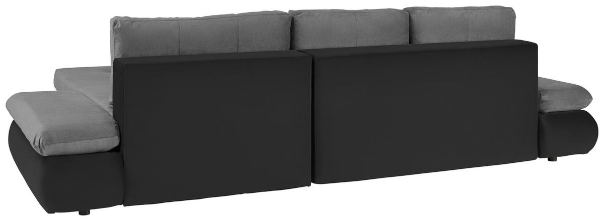 Wohnlandschaft Enrico Grau/Schwarz - Chromfarben/Schwarz, KONVENTIONELL, Kunststoff/Textil (303/88/185cm) - Based