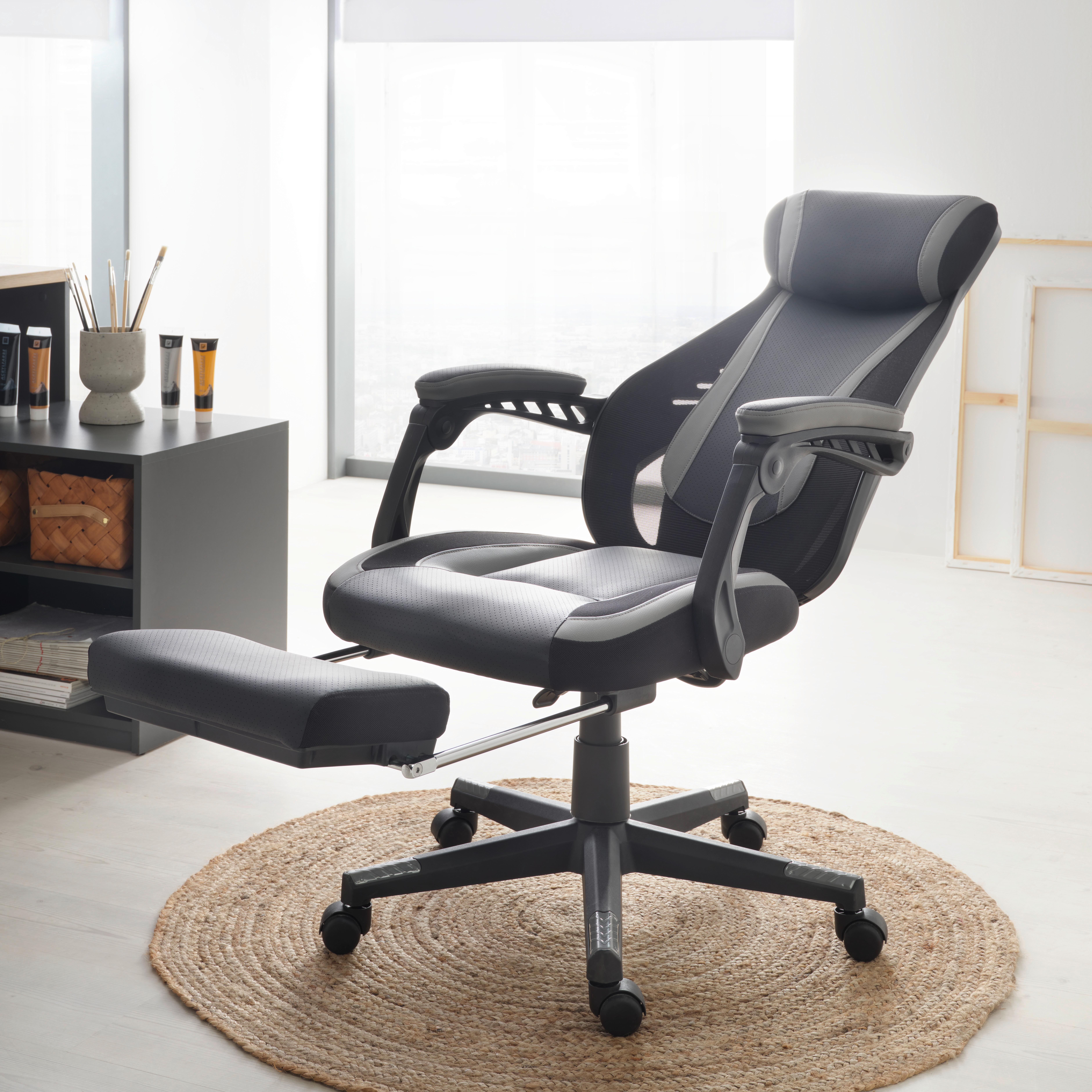 KONTORSSTOL CLIO -EXKLUSIV- - grå/svart, Modern, metall/textil (64/110-117-5/60,5cm) - Mömax